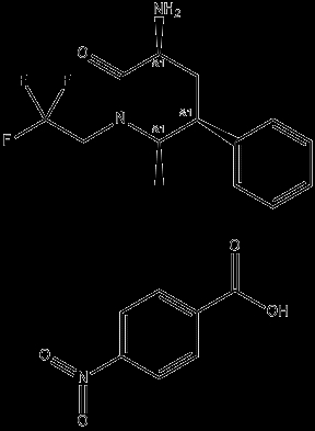 CAS No. 1456803-37-4, (3S,5S,6R)-6-methyl-2-oxo-5-phenyl-1-(2,2,2-trifluoroethyl)piperidine-3-aminium 4-nitrobenzoate