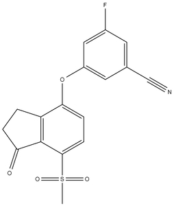 CAS No. 1672665-55-2, Benzonitrile, 3-[[2,3-dihydro-7-(methylsulfonyl)-1-oxo-1H-inden-4-yl]oxy]-5-fluoro-
